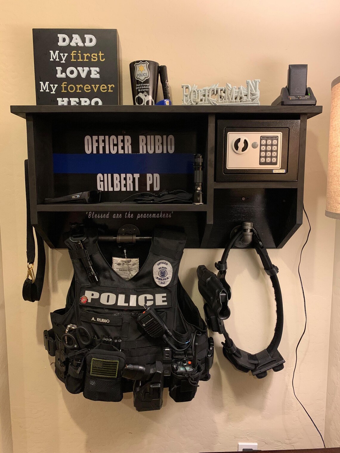 Black With Blue Line Wall Rack - Etsy