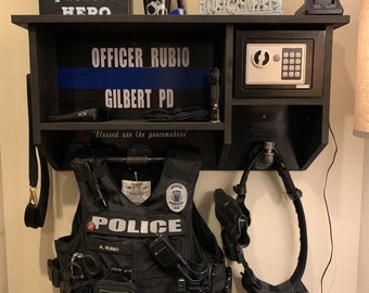 Black with Blue Line Wall Rack