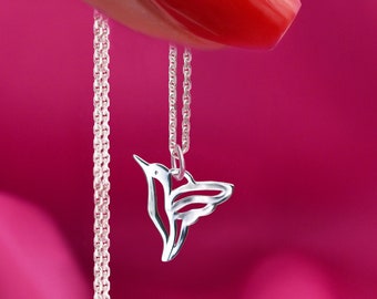 Filigrane Kolibri Kette silber mit Vogel Anhänger 925er Sterling Silber -  Geschenk für sie