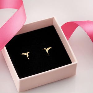 Mini Kolibri Vogel Ohrringe gold - 925er Sterling Silber vergoldet