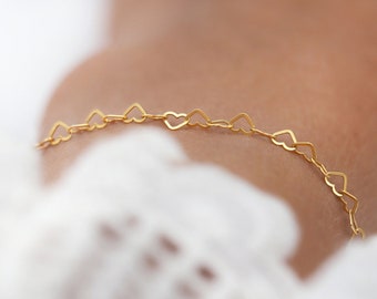 Zartes Herzchen Armband gold/ roségold/ 925er Silber - Herzen ineinander - filigraner Herzschmuck, Herz Armband, Geschenk Freundin