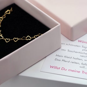 Trauzeugin fragen Herz Armband Gold / Roségold / 925er Sterling Silber