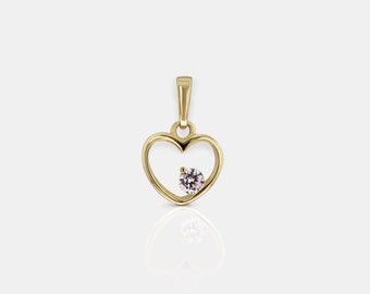 Small heart necklace pendant 375 gold, 9 carat - without chain!