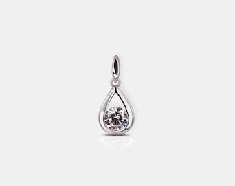 Wassertropfen Anhänger mit Stein - 925 Sterling Silber rhodiniert