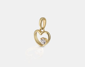 Heart pendant 375 gold with stone, 9 carat - without chain!