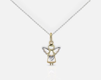Angel necklace 375 gold, 9 carat - two-tone