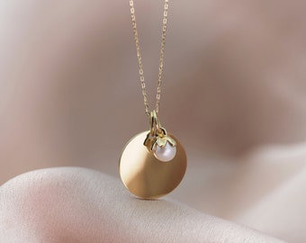 Add on pendant small pearl 750 gold - without engraving plate!