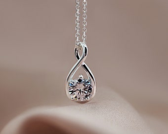 Infinity necklace with stone - 925 sterling silver