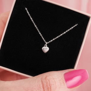 Kette mit Mini Herz Anhänger matt/glänzend 925er Sterling Silber