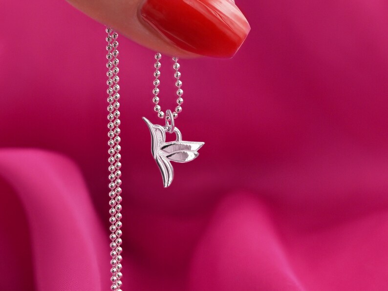 Hummingbird bird necklace 925 sterling silver filigree Kugel Kette