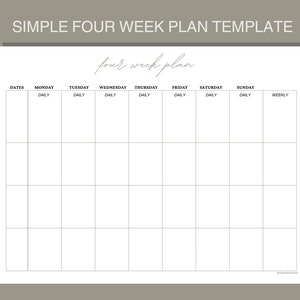 Four Week Plan Template