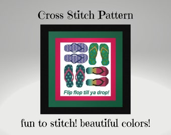 Flip Flop Cross Stitch Pattern: Whimsical Colors (PDF Download)