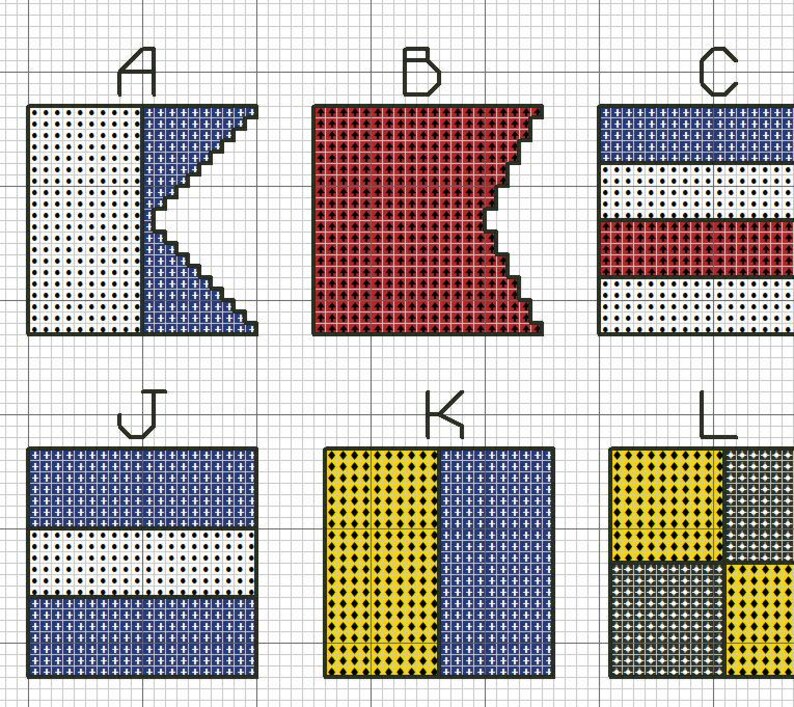 Nautical Flags Cross Stitch Pattern ** Instant PDF Download ** Easy-to ...