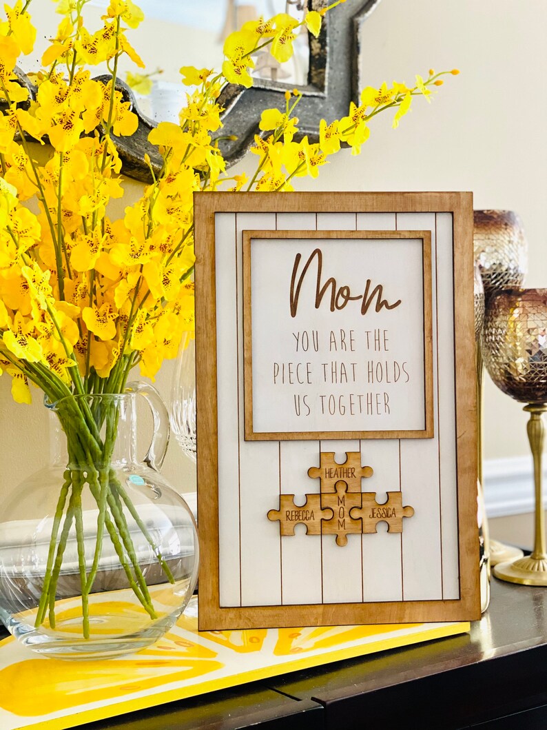 Mom Puzzle Piece Sign Mother's Day Gift Gifts for Mom image 1
