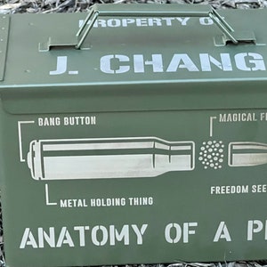 Customizable Ammo Military Box Gift For Him Fathers Day Storage Box Surplus Supply Pew Pew Ammo 50Caliber And 30 Caliber Freedom