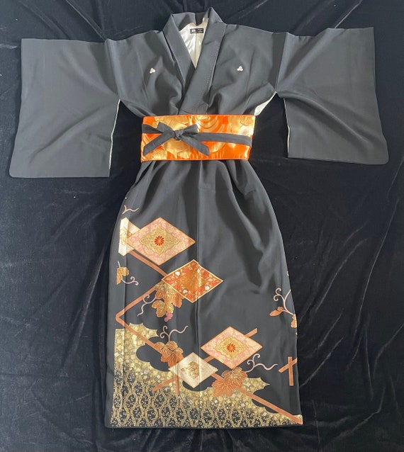 black and gold kimono dress Rare 1920s Black and Gold Embroidered Dragon Kimono Robe – Muse main image 0