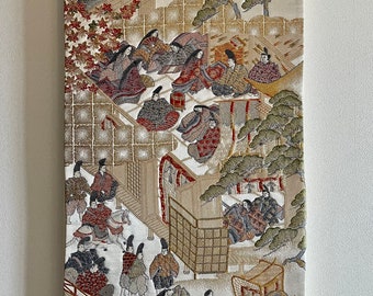 Kimono-Wandkunst: „Heian-E-Mail“, Innendekoration, Wanddekoration, Vintage, handgefertigt, handgewebt, als Geschenk, hergestellt in Japan