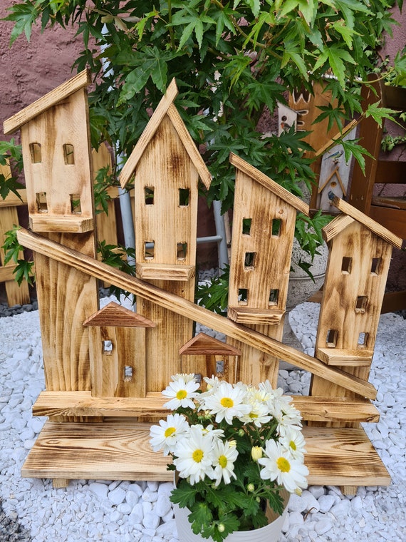 Willkommen Aufsteller, Deko Objekt aus Holz für Garten, Terrasse, Balkon, Haustür, Geschenk, ländlich, Natur, Handarbeit