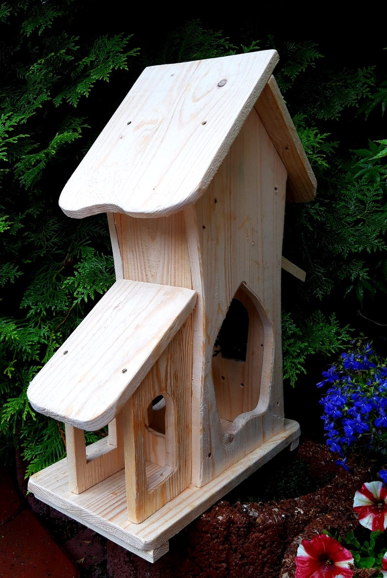 Vogelvilla, Nistkasten, Vogelhaus aus Holz, massiv, Natur, Handarbeit, nicht behandelt, Geschenk Bild 5