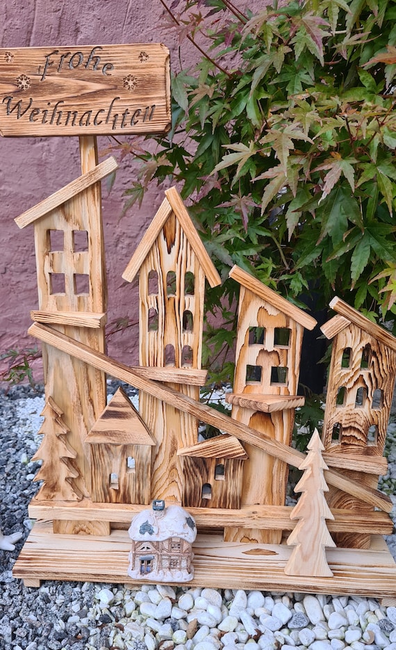 Willkommen Aufsteller, Deko Objekt aus Holz für Garten, Terrasse, Balkon, Haustür, Geschenk, ländlich, Natur, Handarbeit