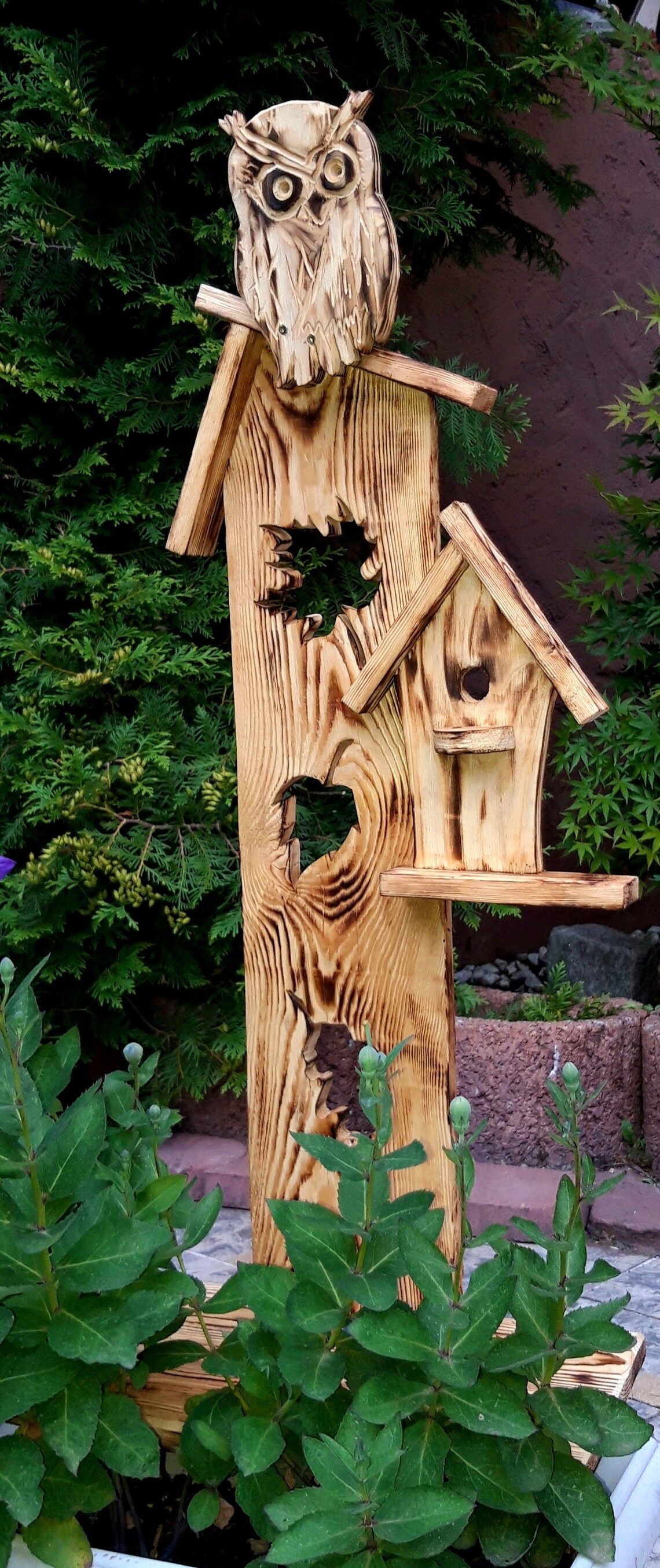 Holz Stele Eule Deko Objekt Garten Deko ländlich rustikal Etsy.de