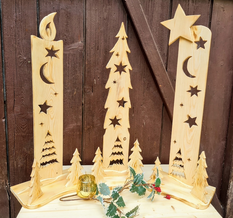 Weihnachten 2022 Deko Ideen Advent Weihnachten Deko Objekte aus Holz Kerze Tannenbaum Etsy