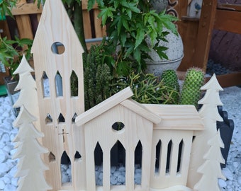 Christmas village, natural DEKO object, for indoors or outdoors,))) made from recycled pallet wood, handmade