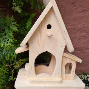 Vogelvilla, Nistkasten, Vogelhaus aus Holz, massiv, Natur, Handarbeit, nicht behandelt, Geschenk Bild 1