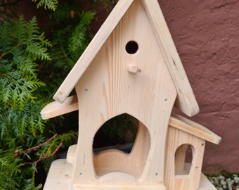 Birdvilla, nestbox, wooden birdhouse, solid, nature, handmade, not treated, gift
