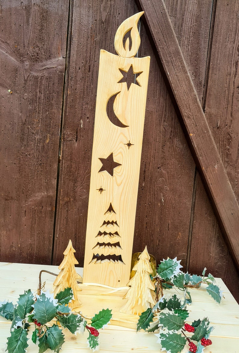 Advent Weihnachten Deko Objekte aus Holz Kerze Tannenbaum - Etsy.de