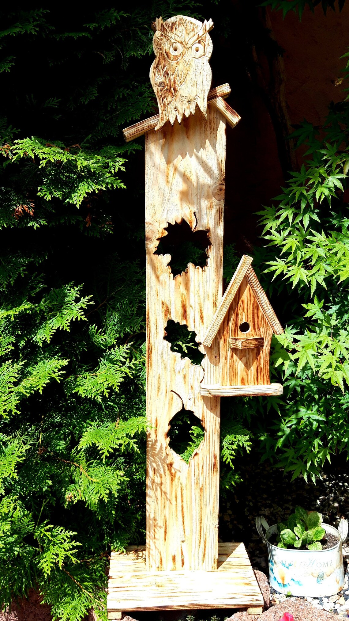 Holz Stele Eule Deko Objekt Garten Deko ländlich rustikal Etsy.de