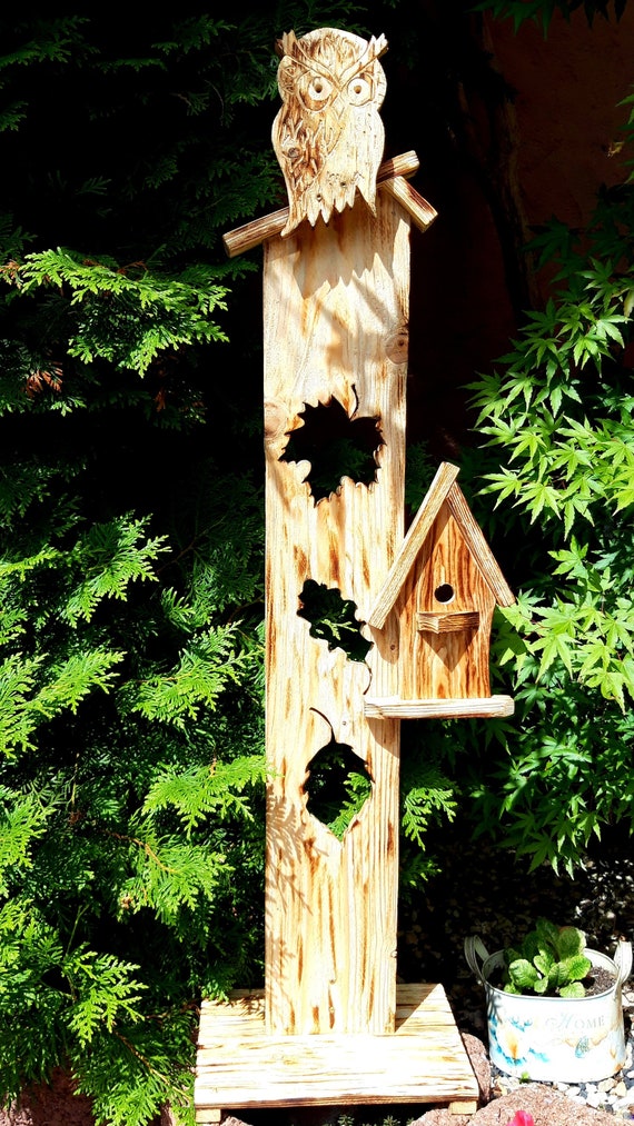 WILLKOMMEN Holzbrett, Eule Deko Objekt, Garten Deko, ländlich, rustikal, Geschenk, Handarbeit
