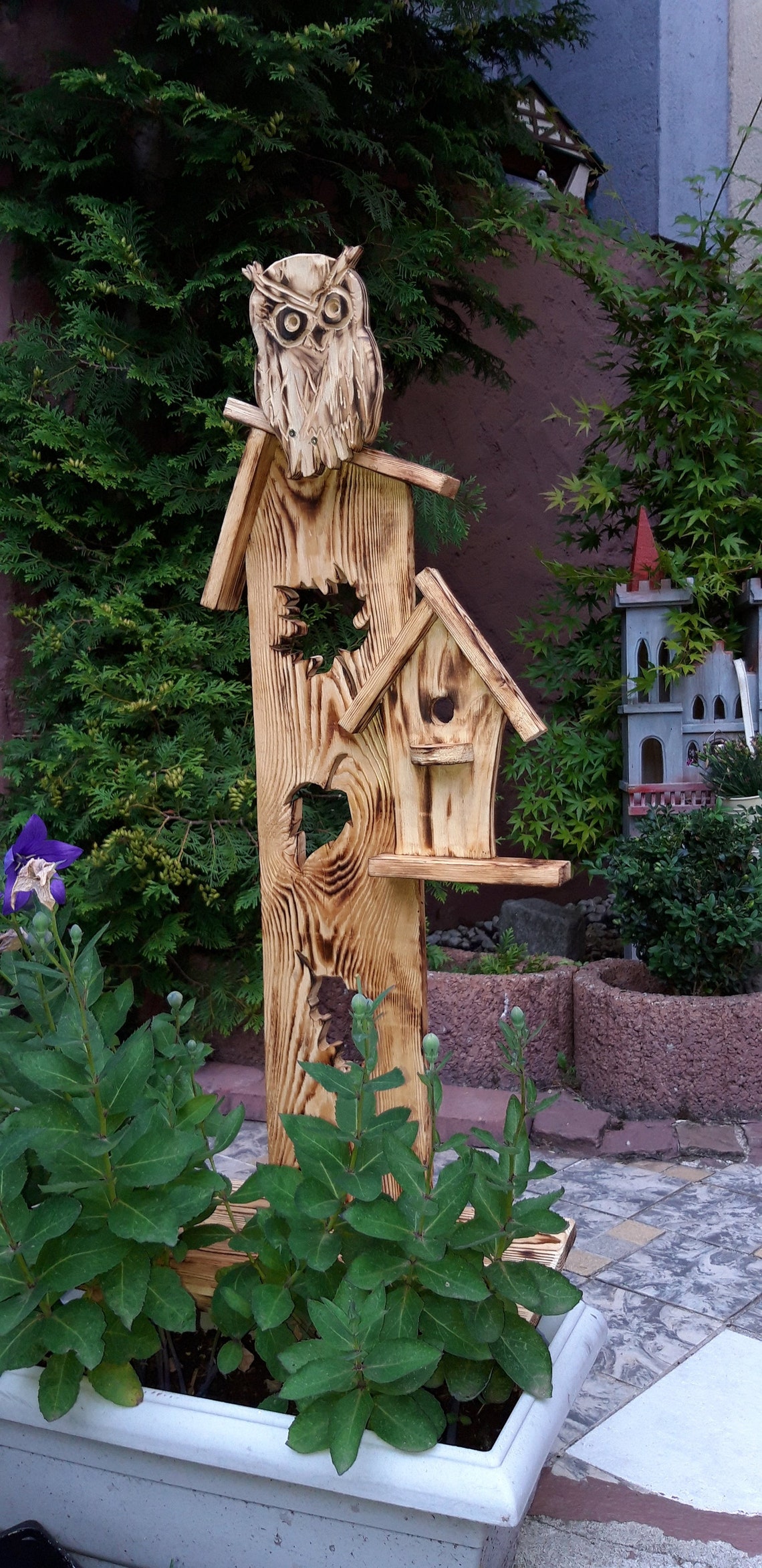 Holz Stele Eule Deko Objekt Garten Deko ländlich rustikal Etsy.de