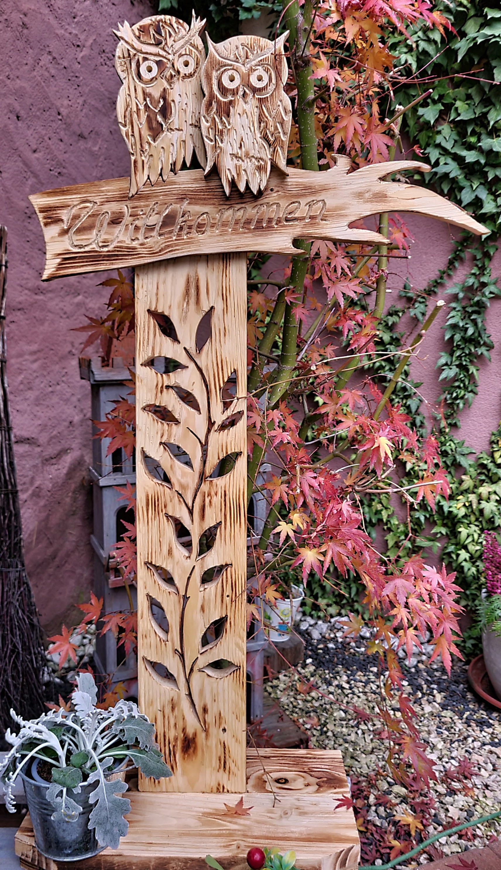 Holzbrett Willkommen Deko Objekt Haustür Garten Terrasse Etsy.de