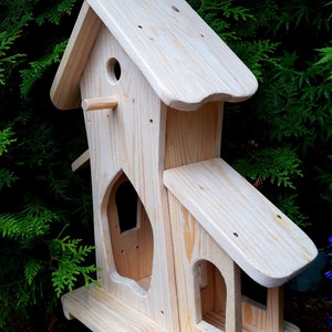 Vogelvilla, Nistkasten, Vogelhaus aus Holz, massiv, Natur, Handarbeit, nicht behandelt, Geschenk Bild 4