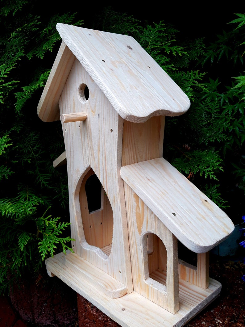 Vogelvilla, Nistkasten, Vogelhaus aus Holz, massiv, Natur, Handarbeit, nicht behandelt, Geschenk Bild 4