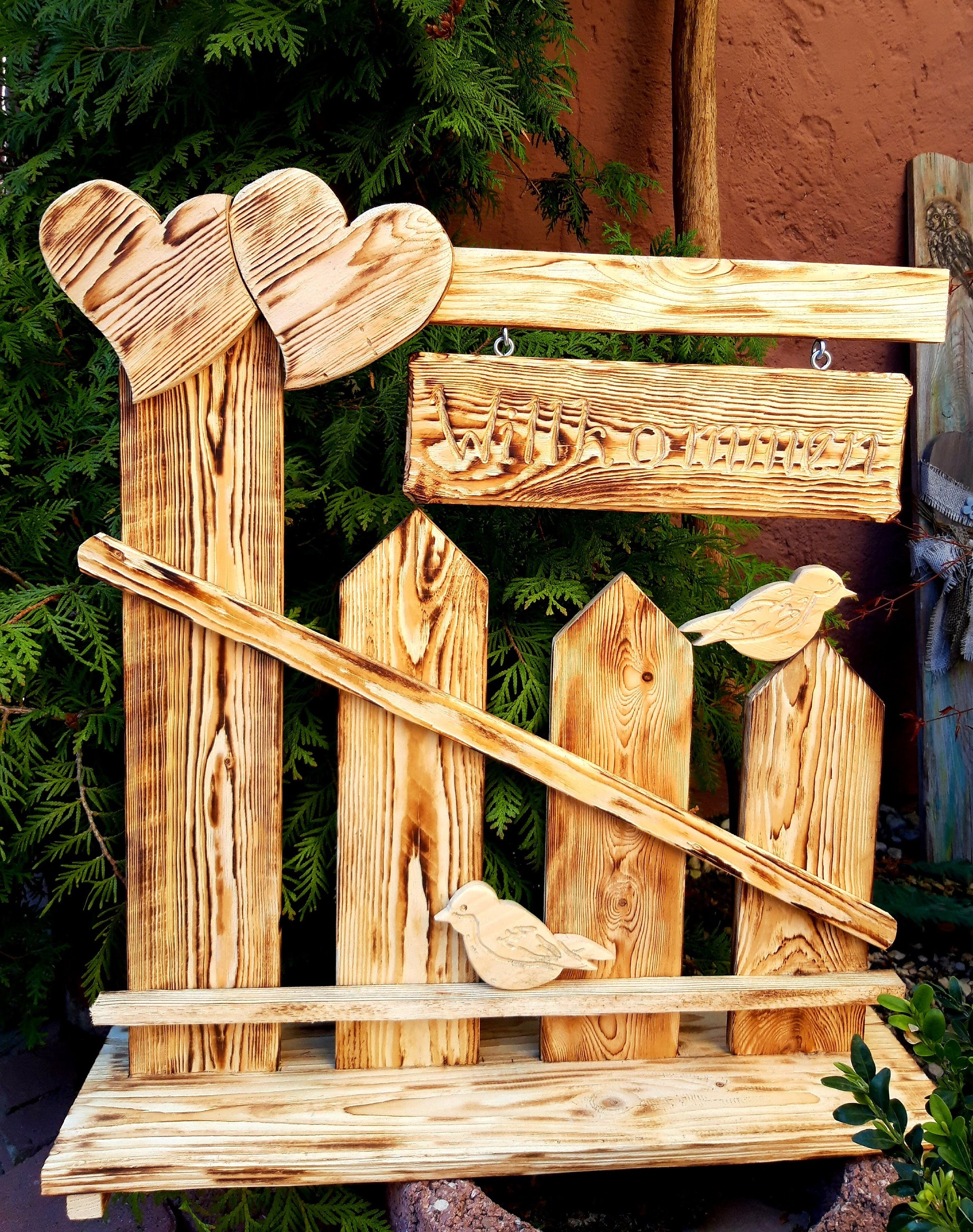 Garten Hauseingang Deko Objekt WILLKOMMEN Stele ganzes Jahr Etsy