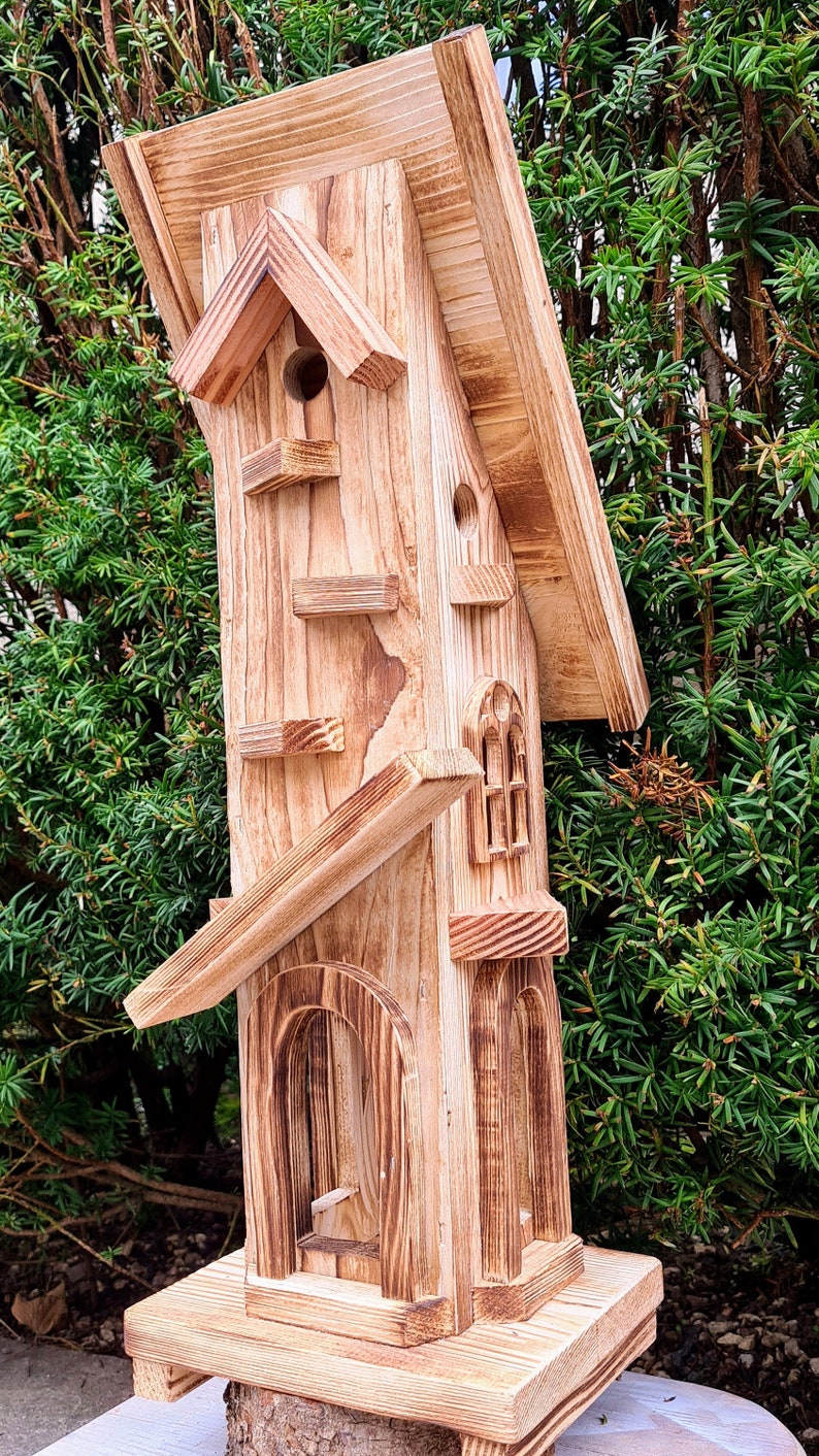 Wooden feeder, feeder, birdhouse, garden decoration, nature, rural, handmade, gift image 3