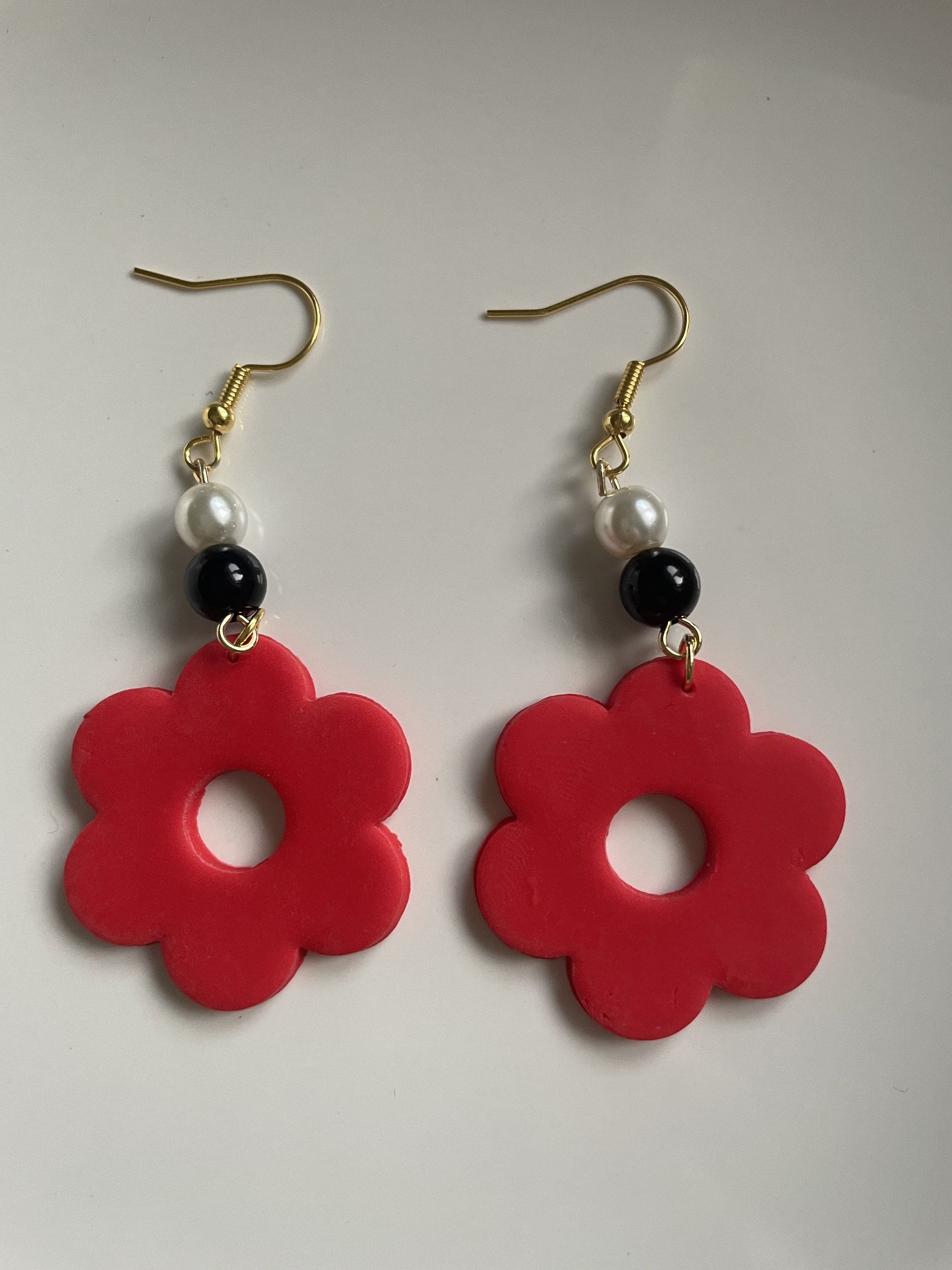 Flower shaped handmade polymer clay earrings stud and dangle Etsy