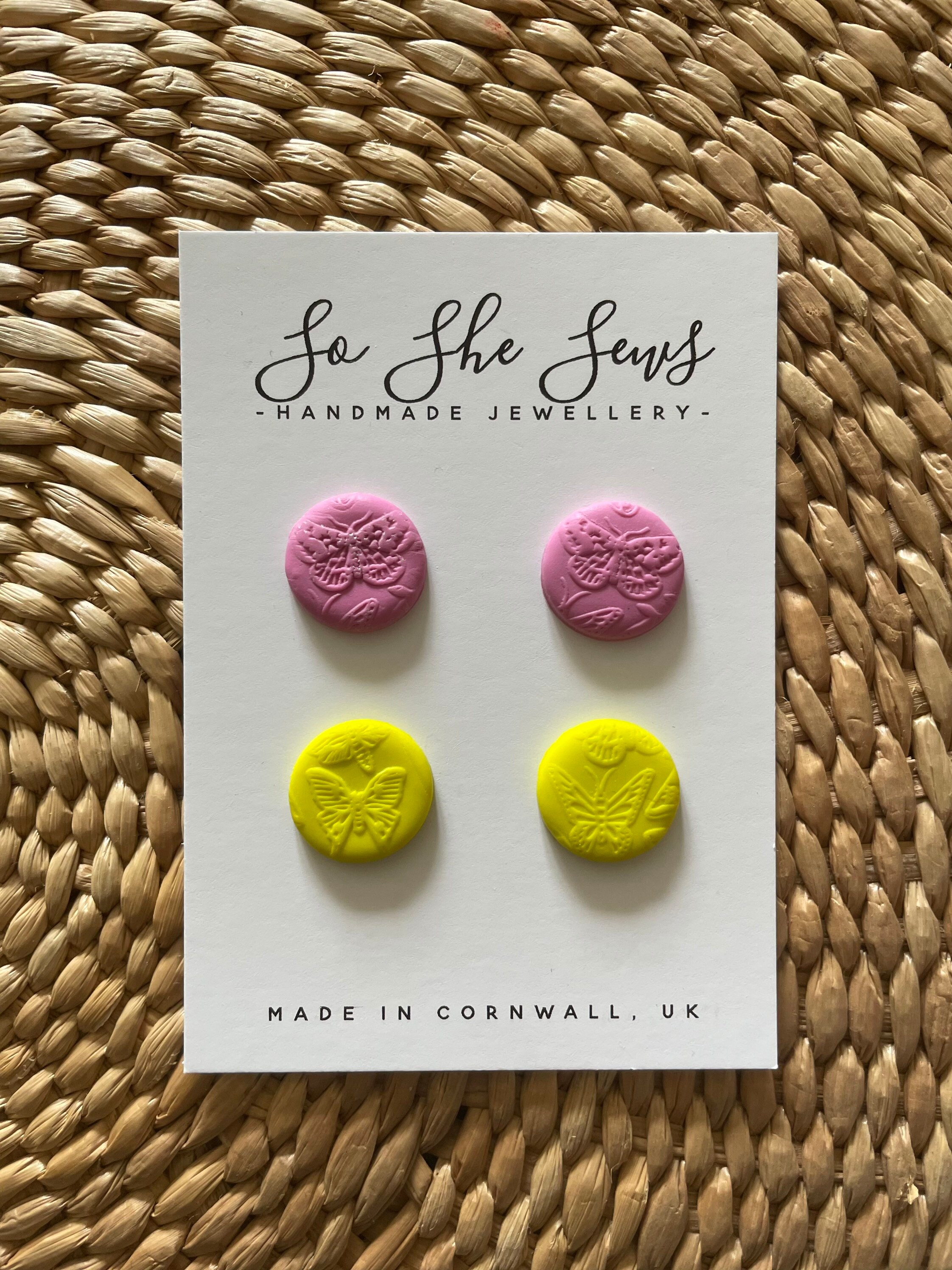 Handmade polymer clay studs packs bright stud earrings Etsy