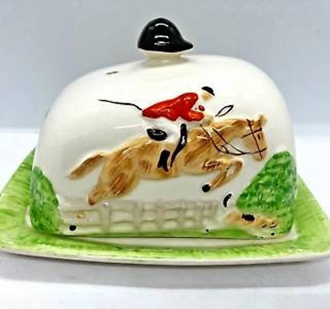 A Fun Butter Dish With a Foxhunting Theme Throughout A Fox Etsy
