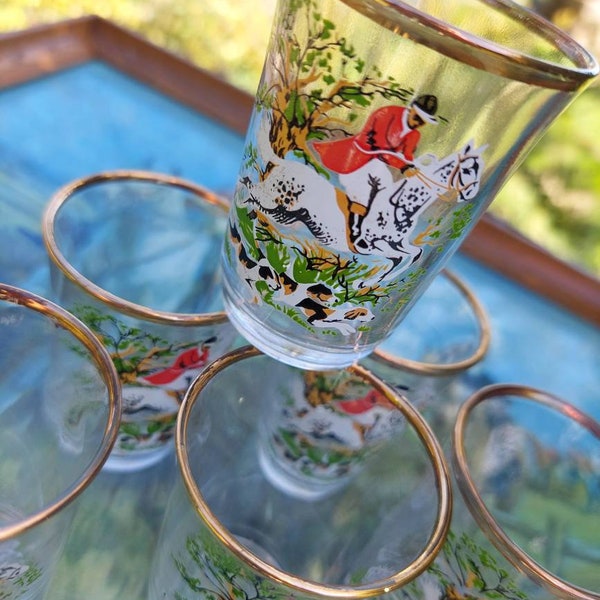 Hunting Scene Glasses Etsy