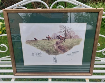 A set of four licensed prints by Nigel Hemming. English fox hunting scenes by a British artist. Horse and hound artist signed lithographs.