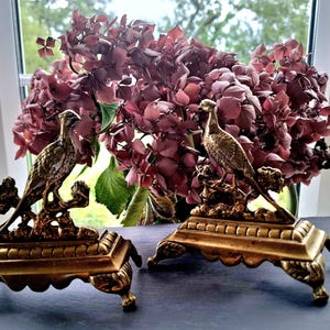 A stunning pair of 1940s ornate brass bookends in the form of pheasants Solid brass game bird door porters of hunting and shooting interest