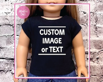 Personalisiertes benutzerdefiniertes Bildtext-T-Shirt für die 18-Zoll-Puppe AG - Wählen Sie Ihre Farben