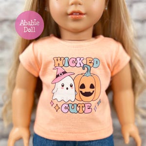 Light Orange Cute Halloween Wicked Cute Graphic Tee T-Shirt Clothing made for AG or 18 Inch Doll