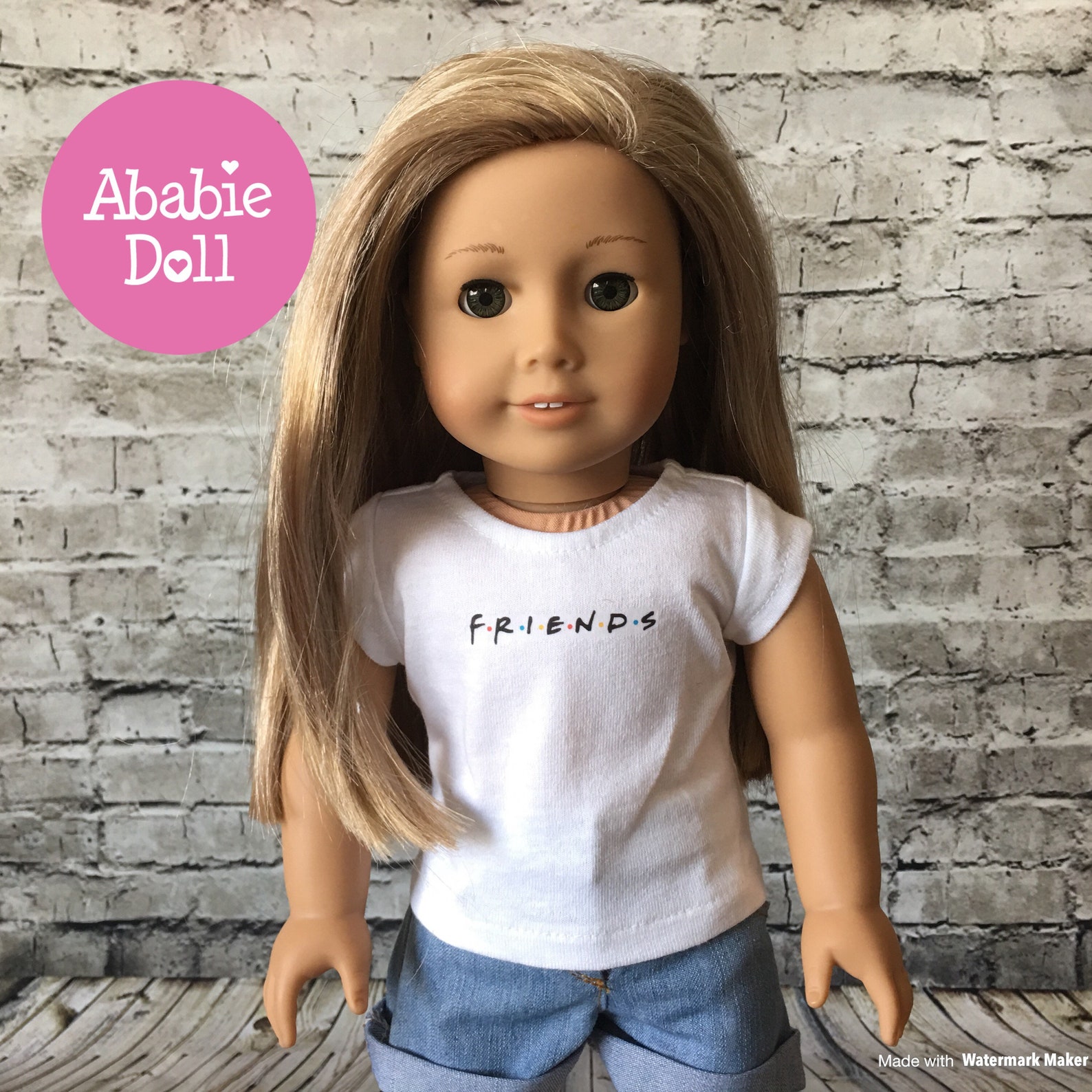Trendy White Graphic T-shirt For American Girl Doll or 18 Inch image 0.