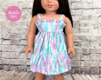 Vestido de verano de algodón tejido con estampado de cristales, hecho para muñecas AG o de 18 pulgadas.