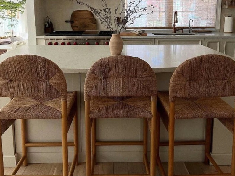 Rattan Bar Stool woven Rattan Height Bar Stool Counter Etsy UK