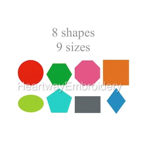 Formas básicas rellenas de bordado diseños - círculo hexágono octágono cuadrado ovalado pentágono rectángulo rombo diamante bordado diseño pes exp